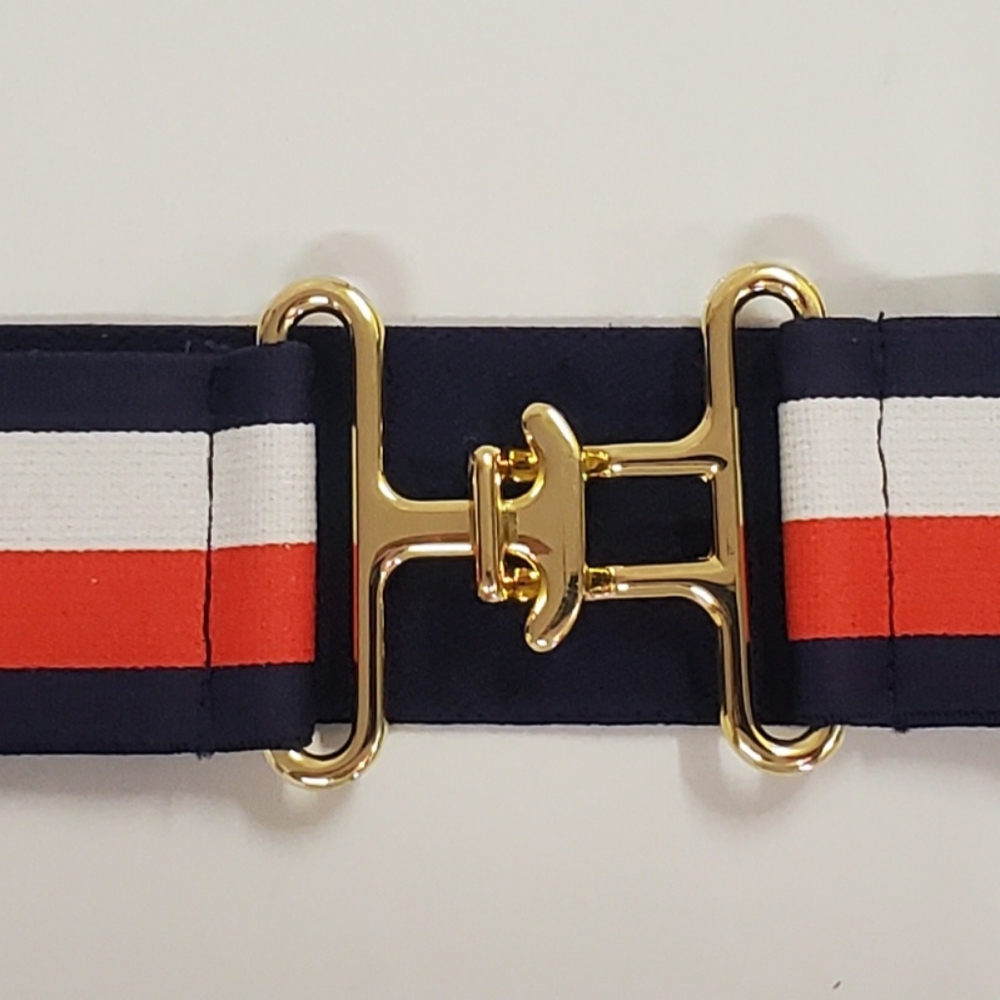 Red White & Blue Equestrian Interlocking Elastic Riding Belt - Picture 2 of 5